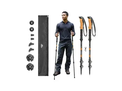 Cascade Mountain Tech Lightweight Trekking Poles - Aircraft-Grade Aluminum with Extended Grip & Tip Kit